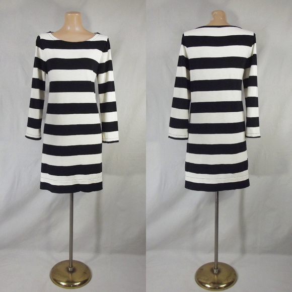 J. Crew Dresses & Skirts - J. Crew Maritime Dress Black Stripes & Zippers M